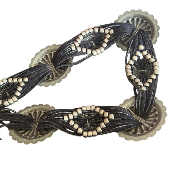 Genuine Suede Concho Belt with Fringe Tassel lAdjustable Wrap Tie Belt main image 5
